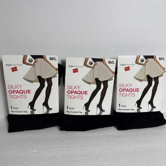 The Unbranded Brand Other - Style Essentials Hanes Silky Opaque Tights M/L Stone Grey‎ Non-Control 3-pack